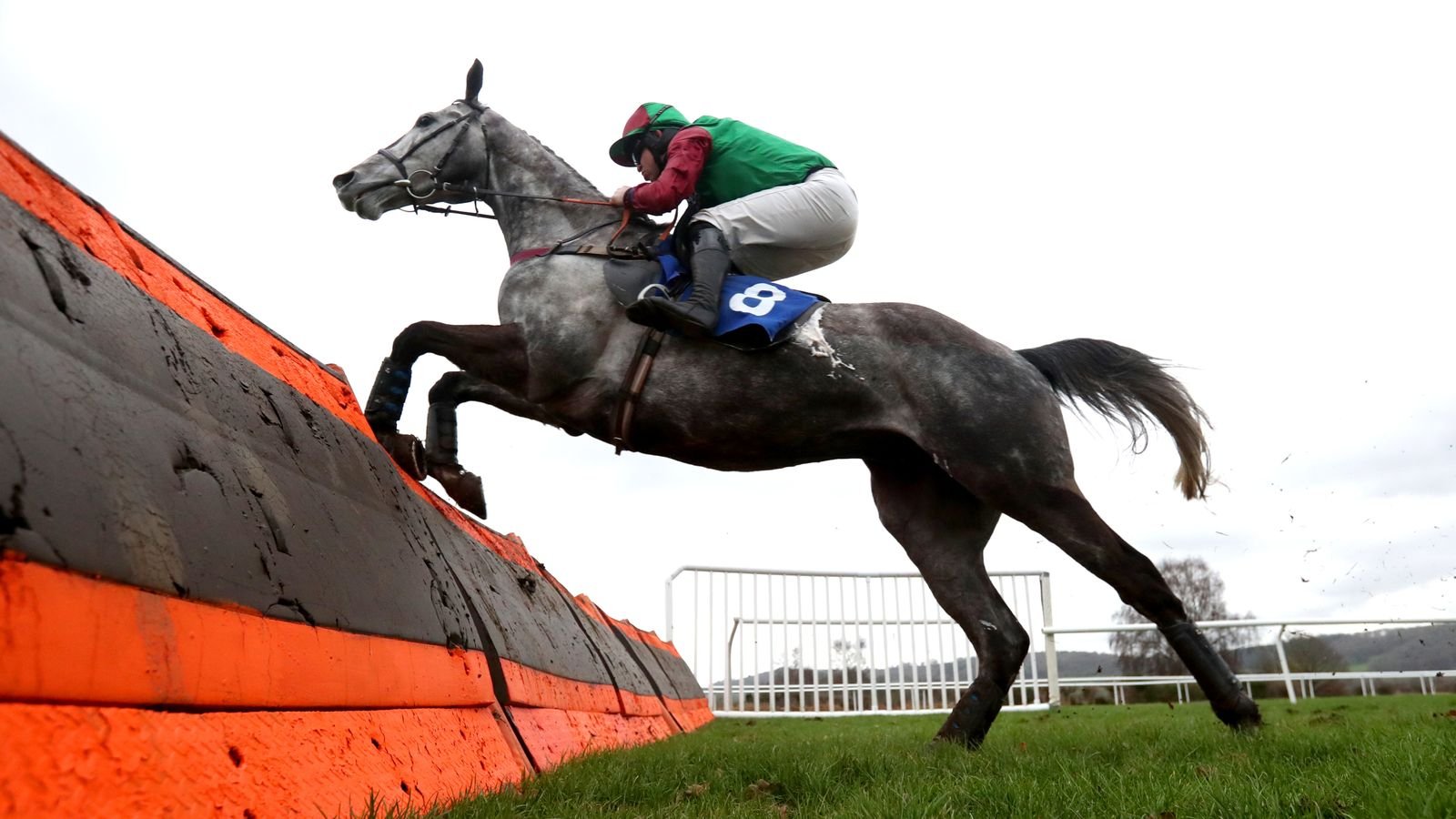 Frenchy Du Large clears a hurdle with jockey Robbie Dunne on board