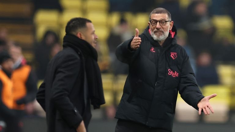 Slaven Bilic and Liam Rosenior on the touchline