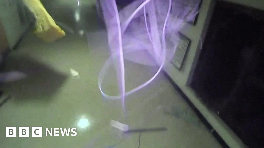 Howling gale and flying debris as tornado hits school