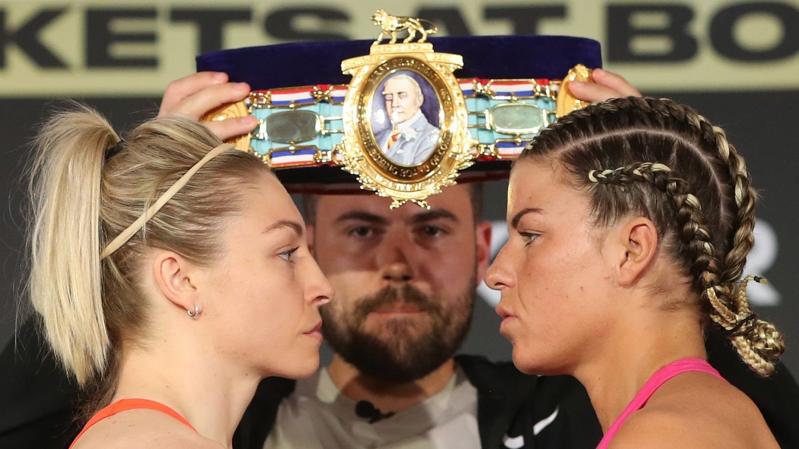 BEN SHALOM...S BOXXER CROWNING GLORY FIGHT NIGHT..05/05/2023 OFFICIAL WEIGH-IN..HILTON BIRMINGHAM METROPOLE..PIC LAWRENCE LUSTIG/BOXXER..(PICS FREE FOR EDITORIAL USE ONLY).Lauren Price vs Kirstie Bavington.Inaugural Vacant British Female Welterweight Championship
