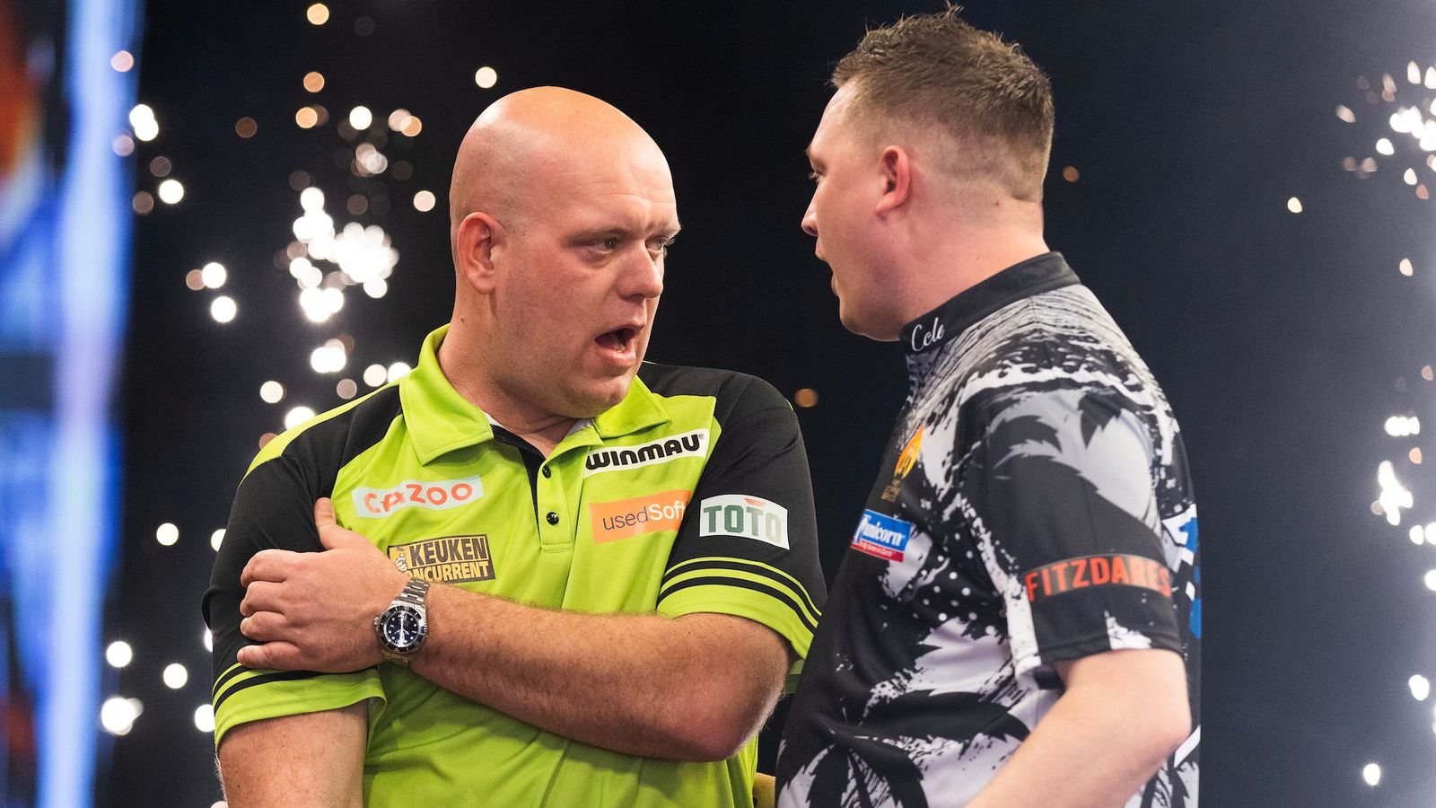 Premier League Darts: Michael van Gerwen suffers shoulder injury as Jonny Clayton makes Finals Night