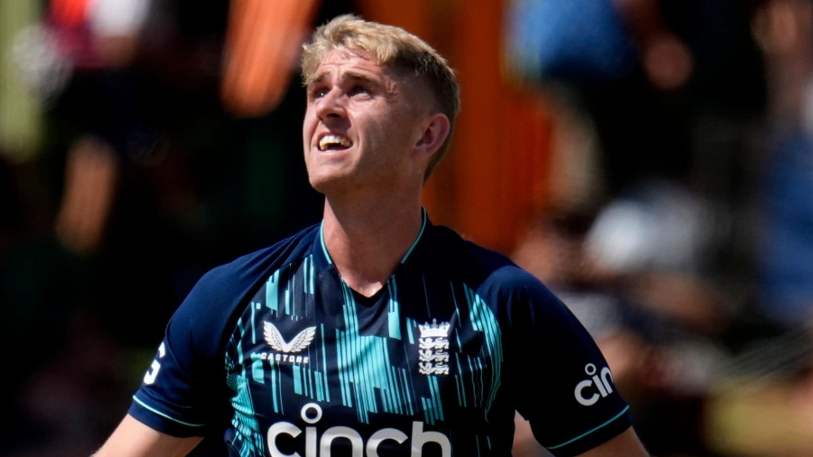 England fast bowler Olly Stone against South Africa (Associated Press)