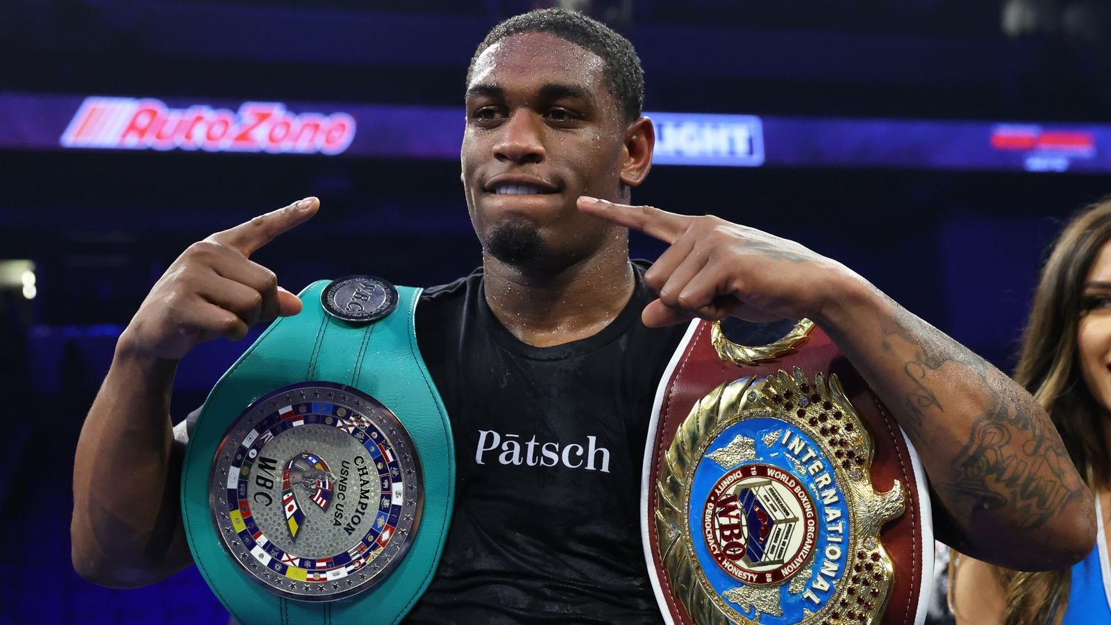 Jared Anderson celebrates after defeating Charles Martin