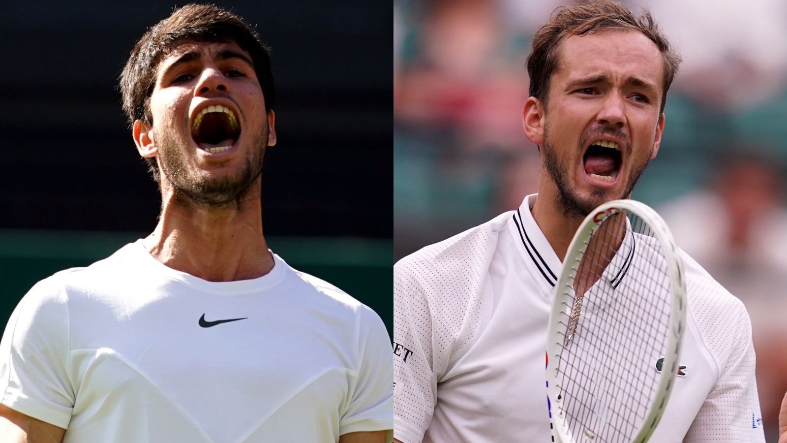 Carlos Alcaraz and Daniil Medvedev at Wimbledon