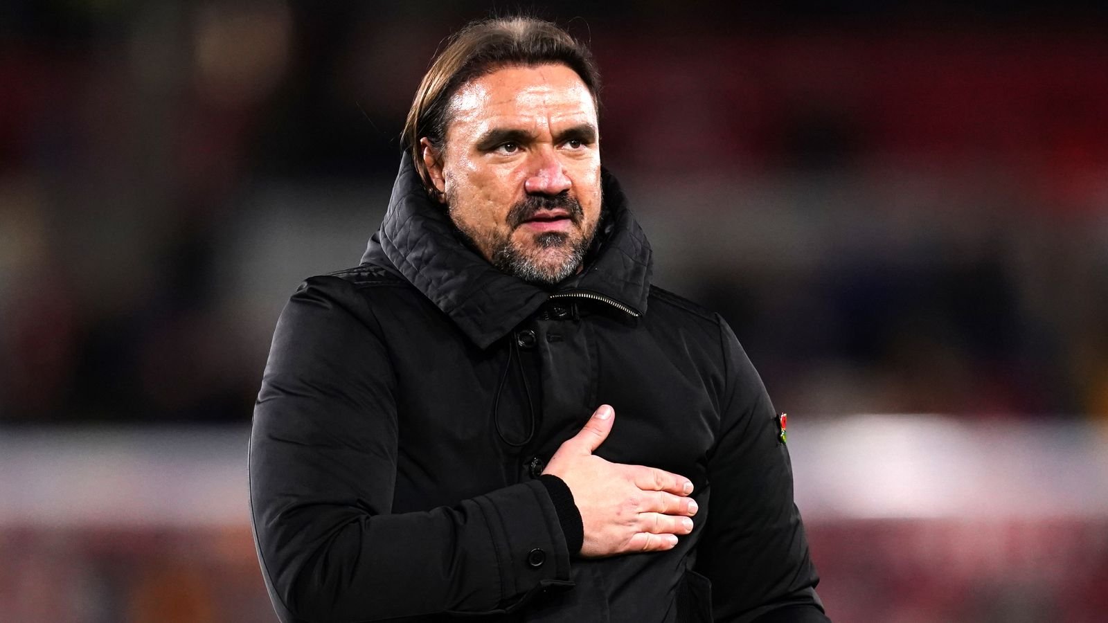 Daniel Farke celebrates at the final whistle