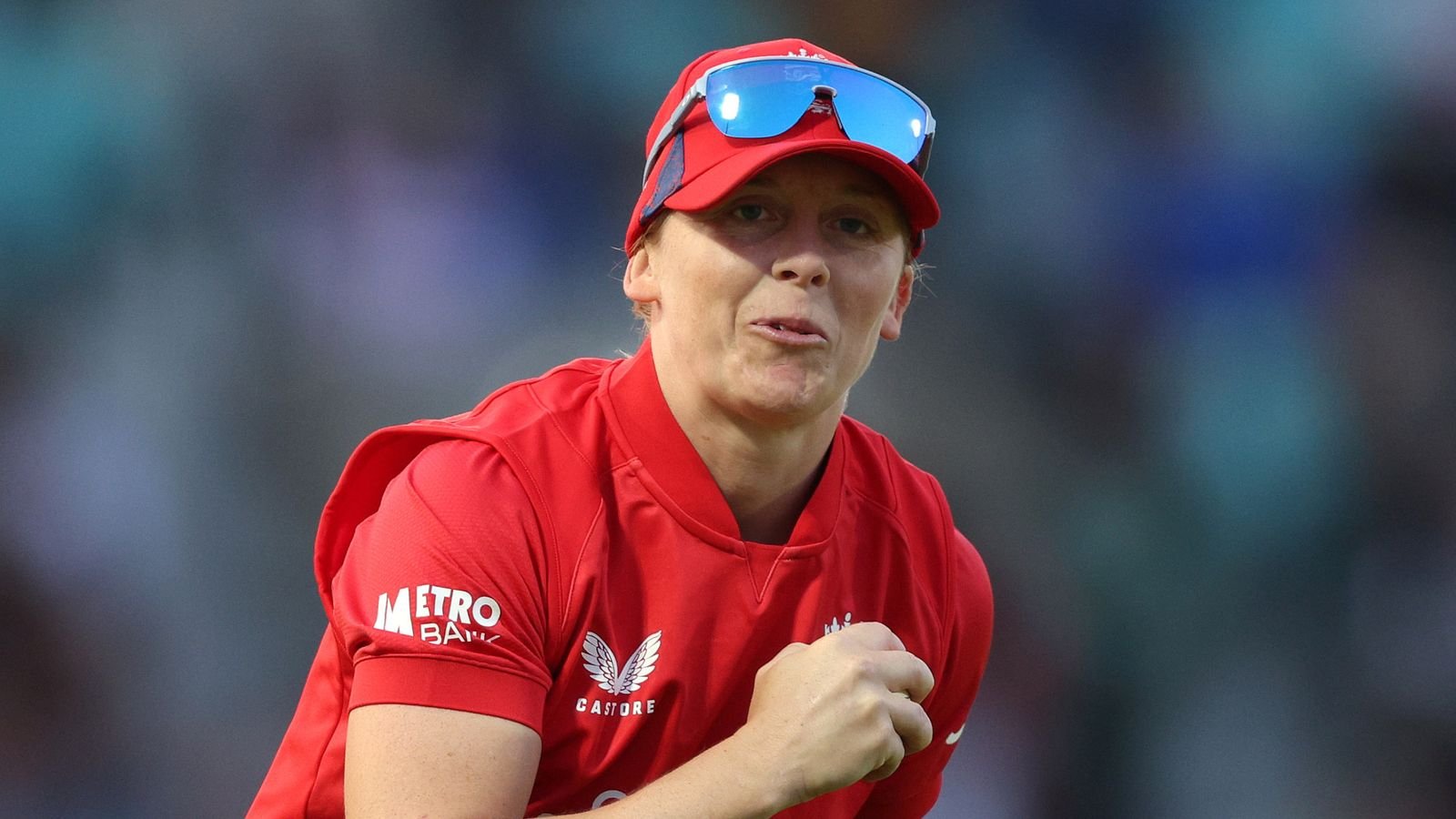 Heather Knight celebrates England's win over Australia in the second T20 international at The Oval