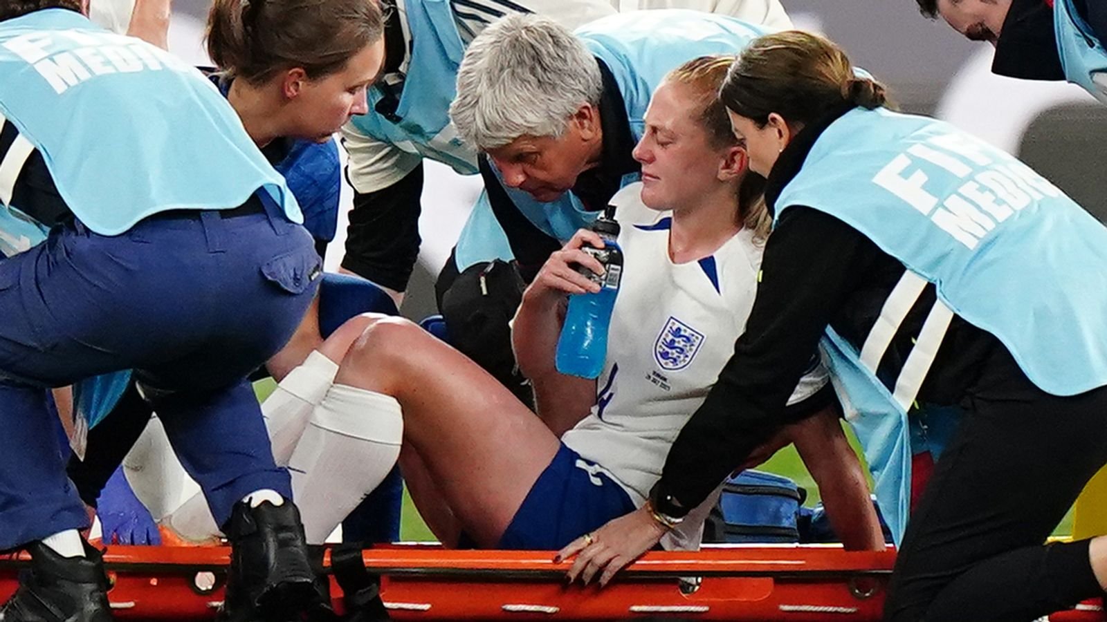 Keira Walsh: England midfielder taken off on stretcher with knee injury in Women's World Cup game against Denmark