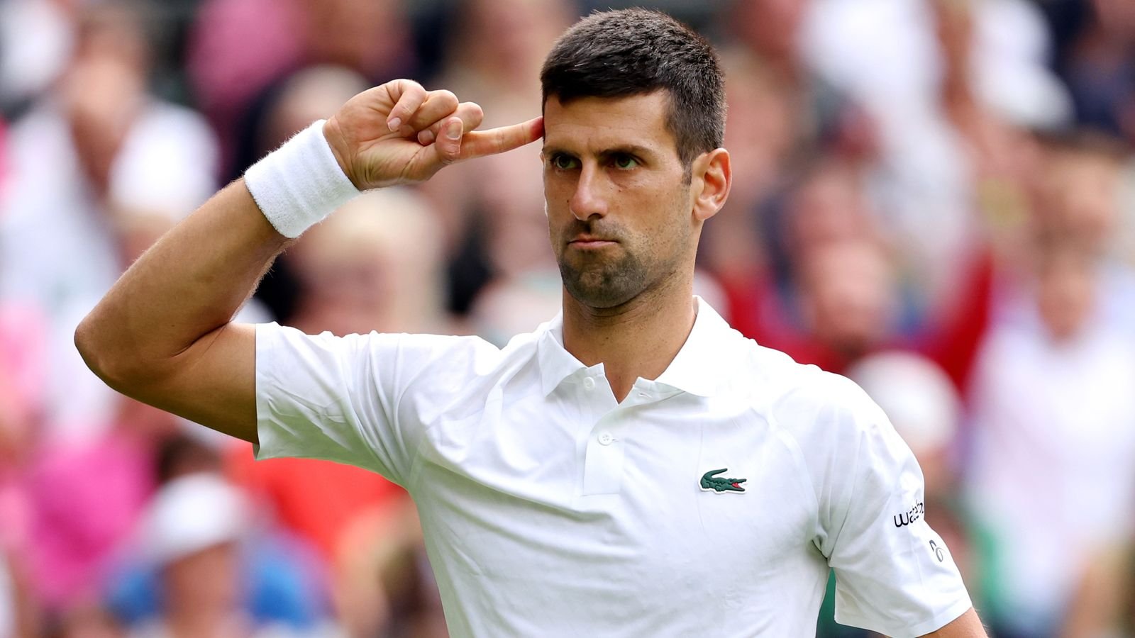 Novak Djokovic of Serbia celebrates against Jordan Thompson of Australia in the Men's Singles second round match during day three of The Championships Wimbledon 2023 at All England Lawn Tennis and Croquet Club on July 05, 2023 in London, England. (Photo by Patrick Smith/Getty Images)