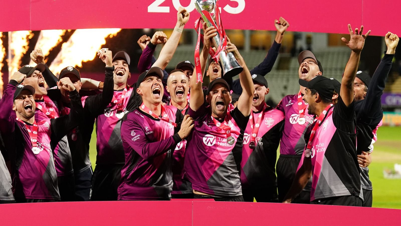 Vitality Blast: Somerset triumph on Finals Day with 14-run win over Essex in final at Edgbaston
